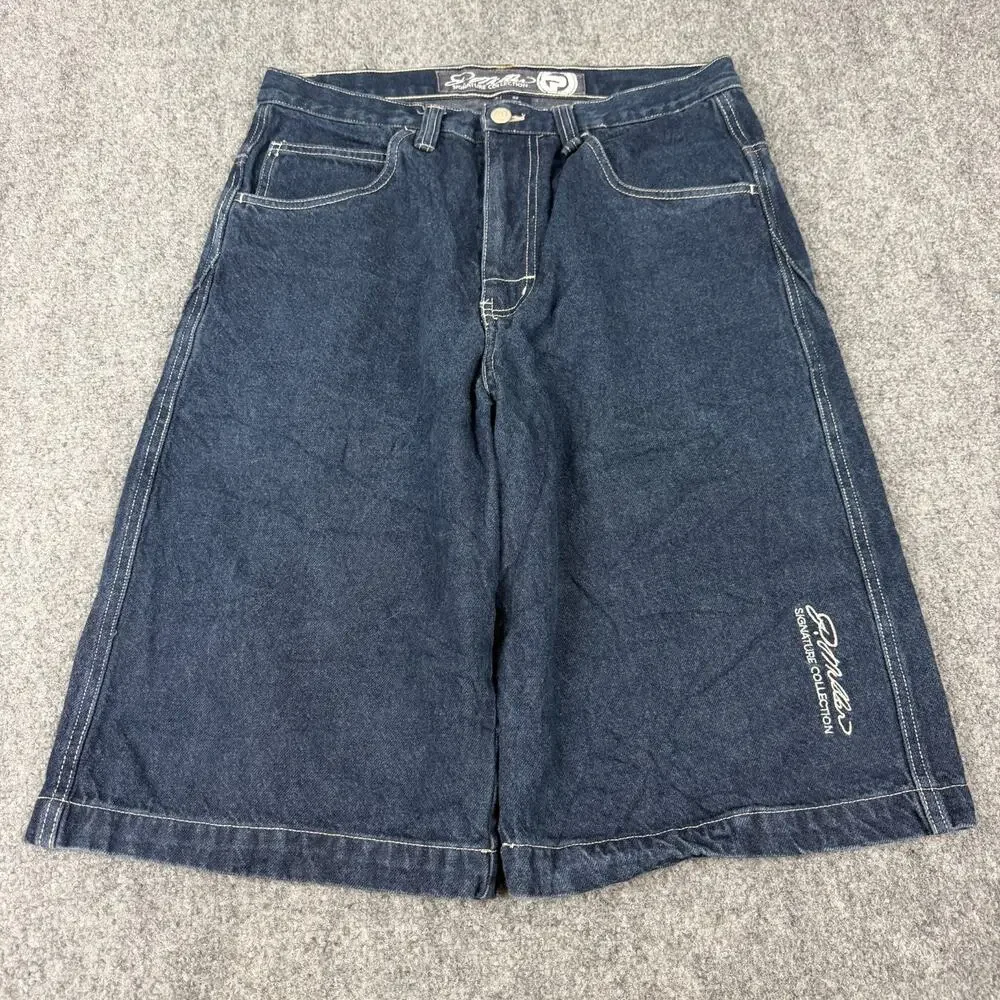 P Miller Mens Denim Jorts Shorts Size 32 Dark Wash Baggy Y2K Skater